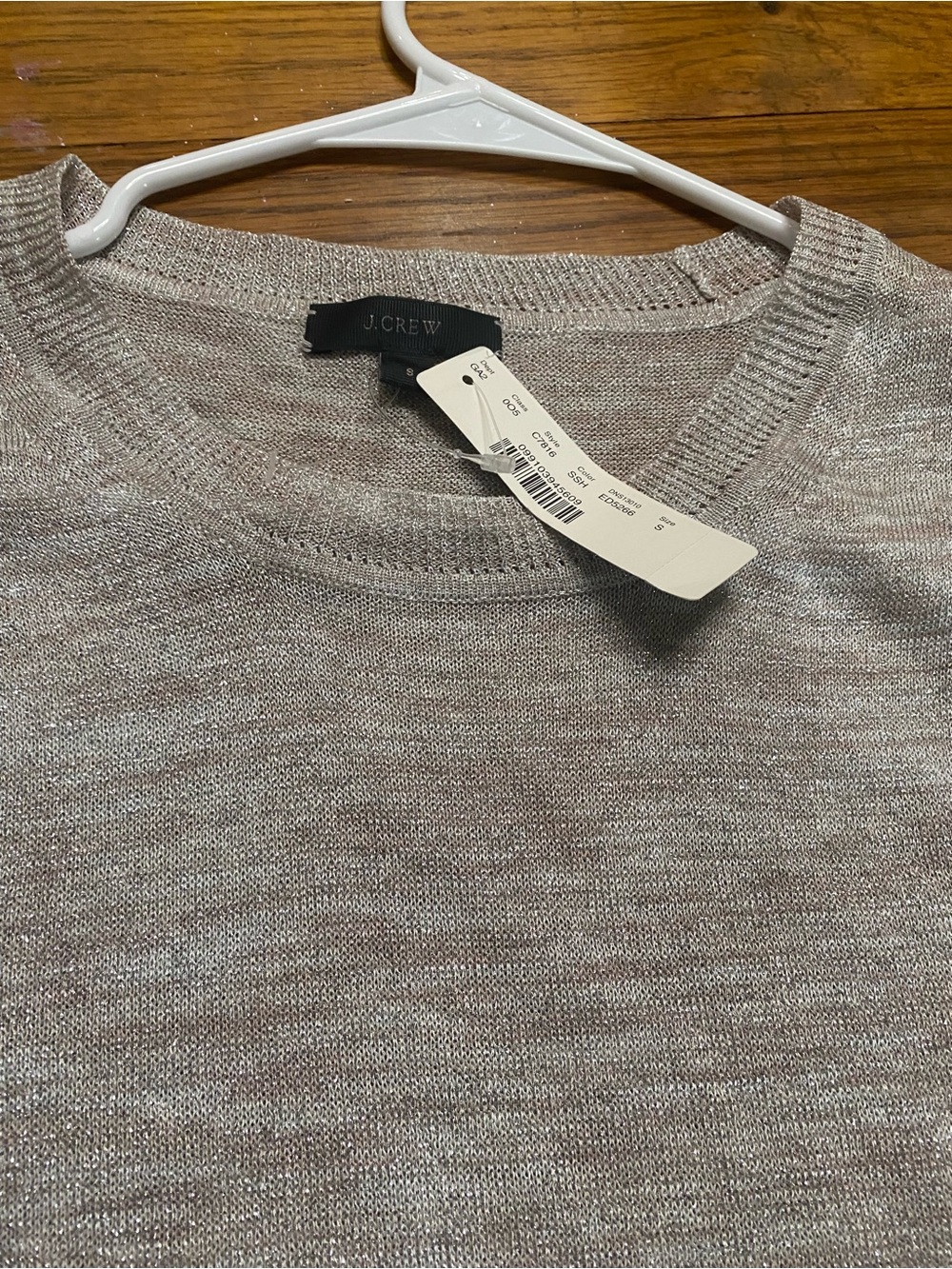 J.Crew Metallic Shimmer Crewneck Sweater Women’s Small Gold Lightweight-nwt - Picture 7 of 9